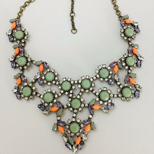 🔥JCrew CrystalClearGreenOrangePurple Gem Necklace